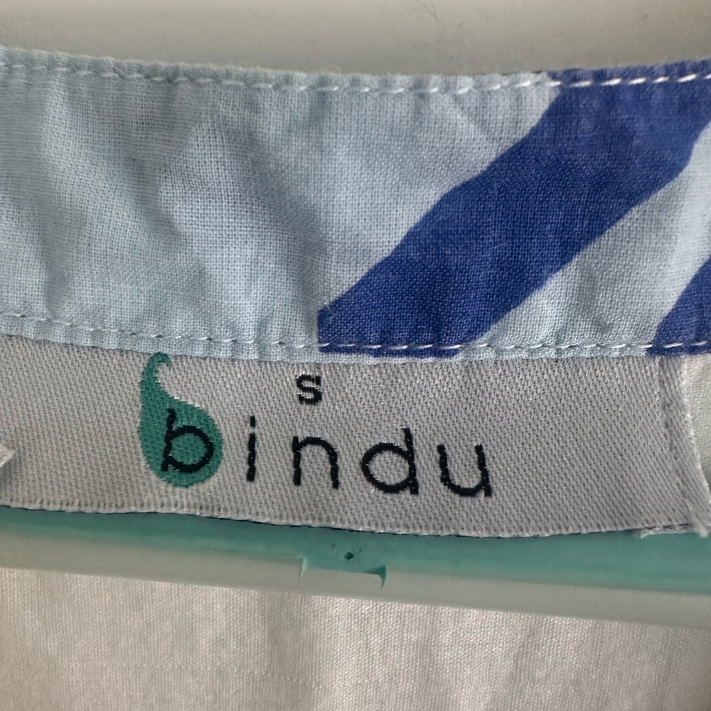 BINDU White and Blue Sleeveless Dress - Picture 3 of 3
